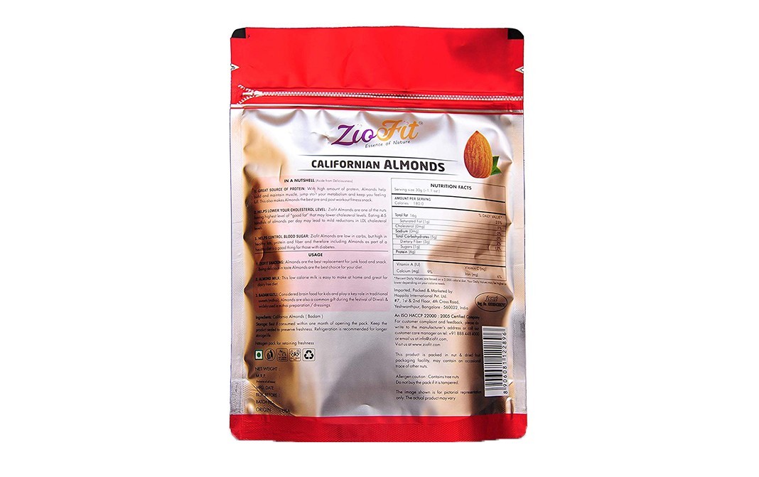 Ziofit Californian Almonds    Pack  500 grams